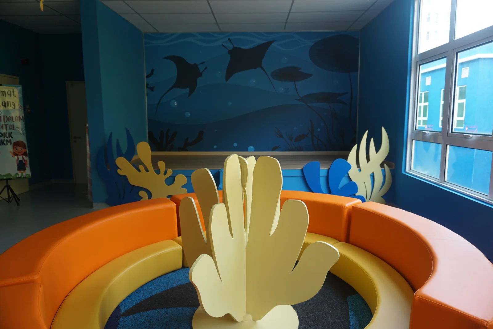 Detail of the completed hospital play-space installation