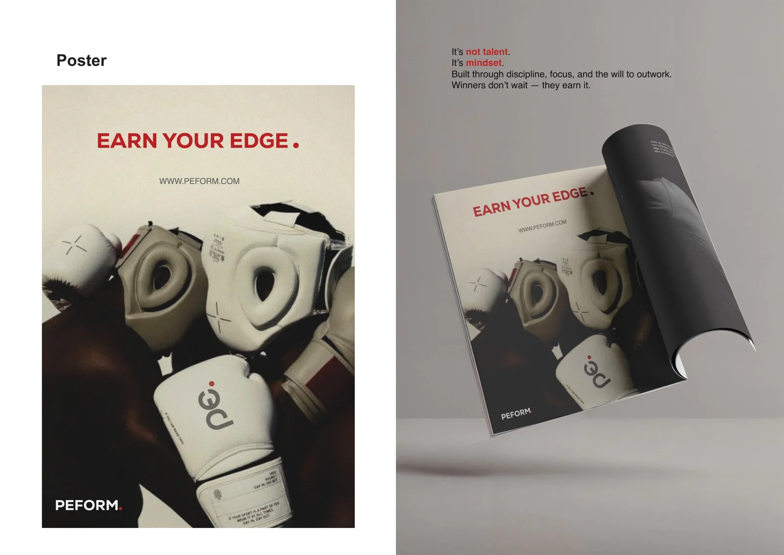 PEFORM poster applications from the original branding artwork, page 9